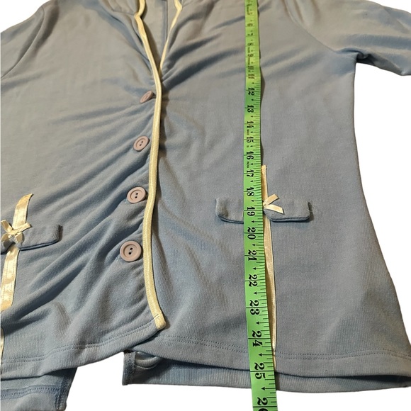 SUSAN LAWRENCE 4 Buttons cardigan with bow accents Light Blue in Xl - Picture 5 of 11